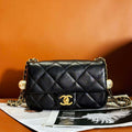 Chanel AS4861 Small Flap Bag Pearly Lambskin Imitation Pearls & Gold-Tone Metal Black - Default Title - View 1