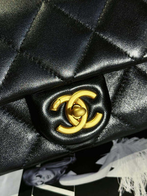 Chanel AS4861 Small Flap Bag Pearly Lambskin Imitation Pearls & Gold-Tone Metal Black - Default Title - View 9