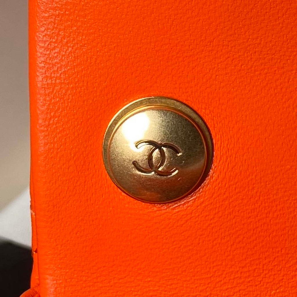 Chanel AS4861 Small Flap Bag Pearly Lambskin Imitation Pearls & Gold-Tone Metal Orange