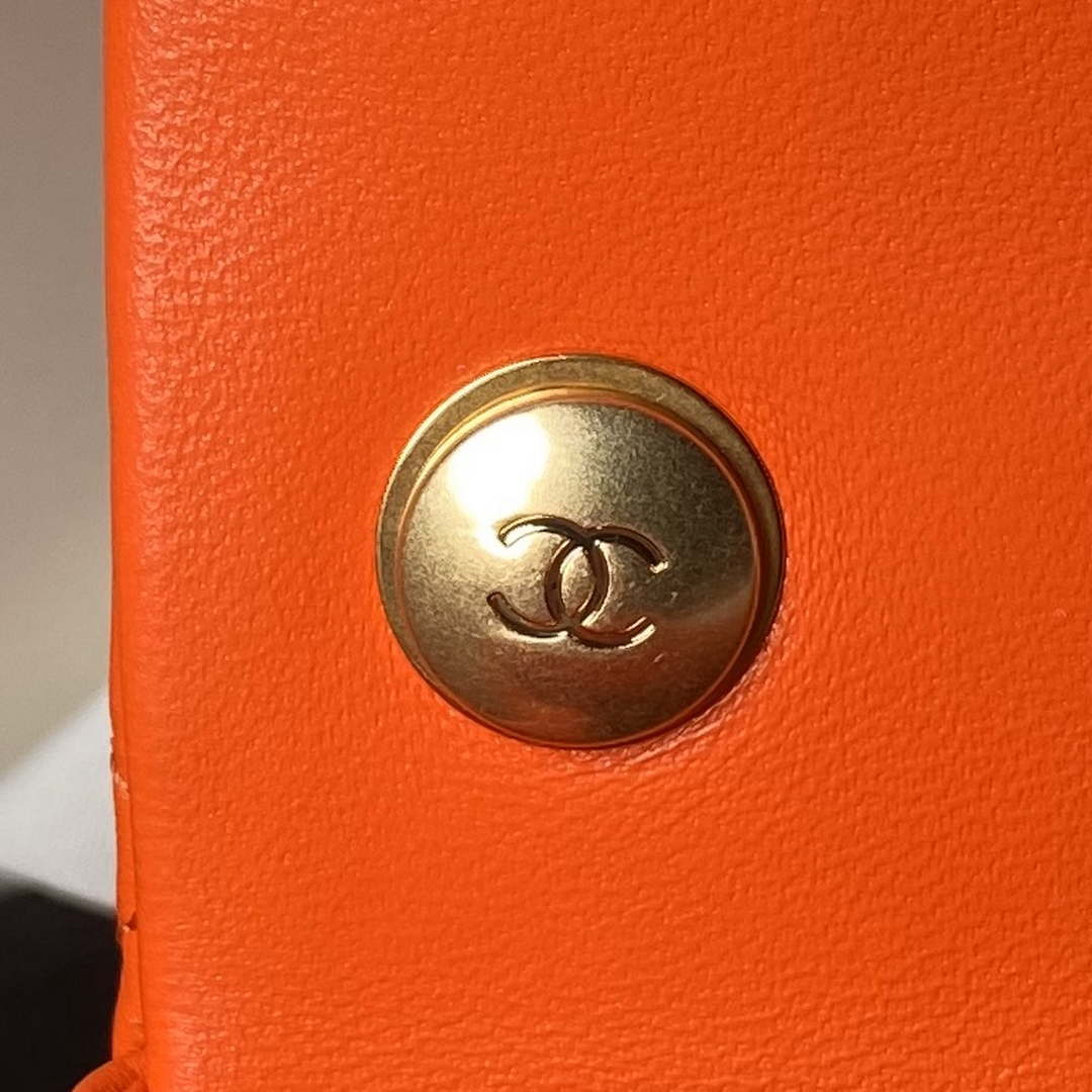 Chanel AS4861 Small Flap Bag Pearly Lambskin Imitation Pearls & Gold-Tone Metal Orange - Default Title - View 6