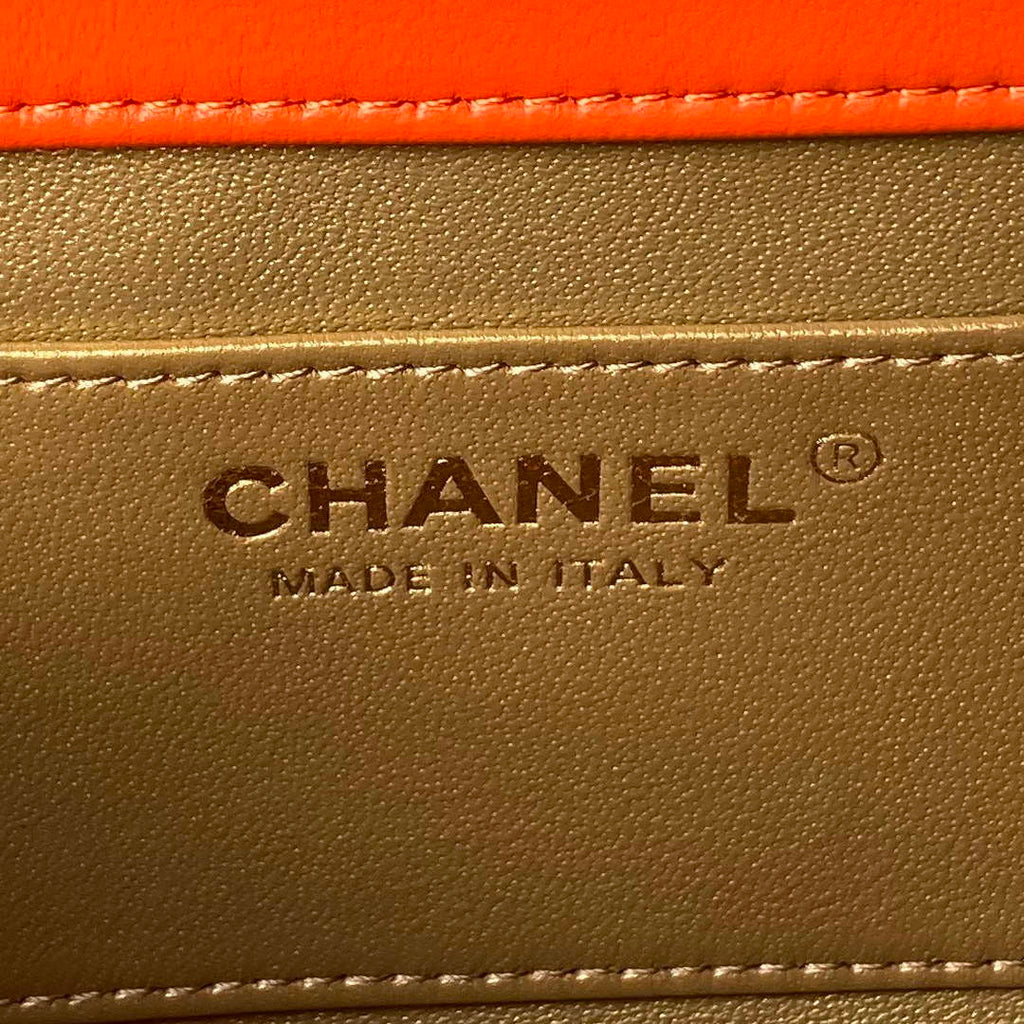 Chanel AS4861 Small Flap Bag Pearly Lambskin Imitation Pearls & Gold-Tone Metal Orange
