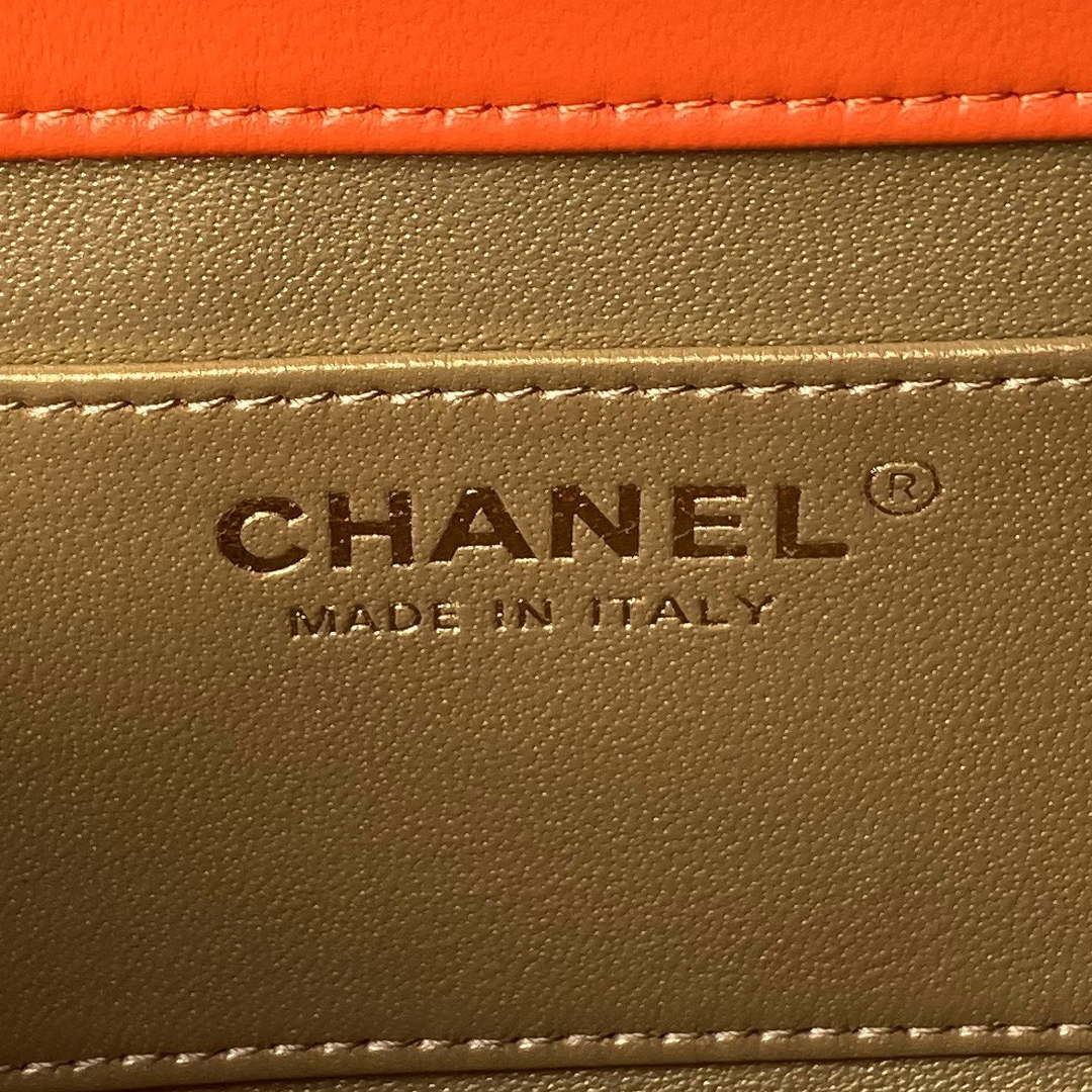 Chanel AS4861 Small Flap Bag Pearly Lambskin Imitation Pearls & Gold-Tone Metal Orange