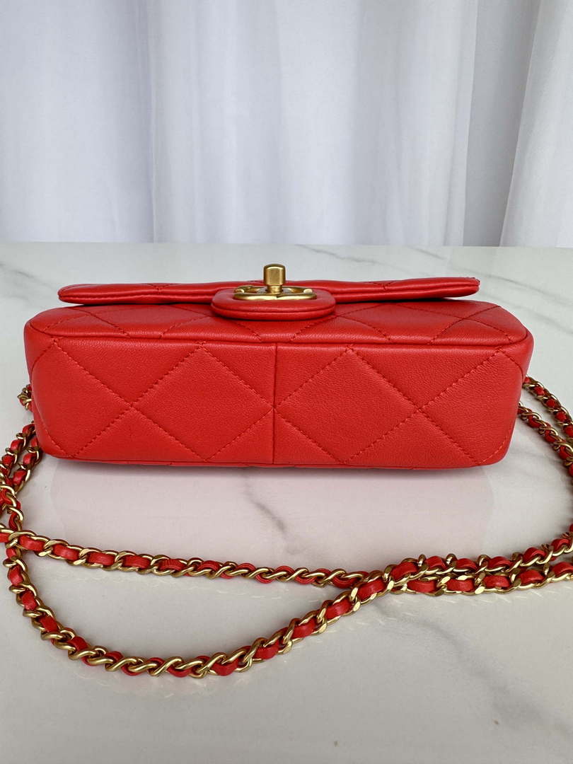 Chanel AS4861 Small Flap Bag Pearly Lambskin Imitation Pearls & Gold-Tone Metal Red - Default Title - View 2