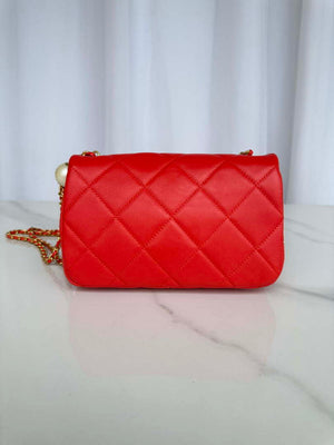 Chanel AS4861 Small Flap Bag Pearly Lambskin Imitation Pearls & Gold-Tone Metal Red - Default Title - View 3