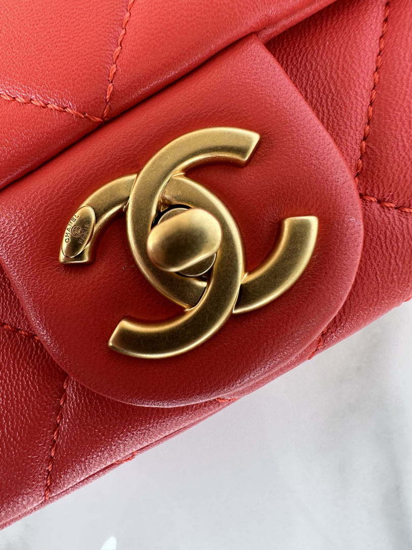 Chanel AS4861 Small Flap Bag Pearly Lambskin Imitation Pearls & Gold-Tone Metal Red - Default Title - View 5