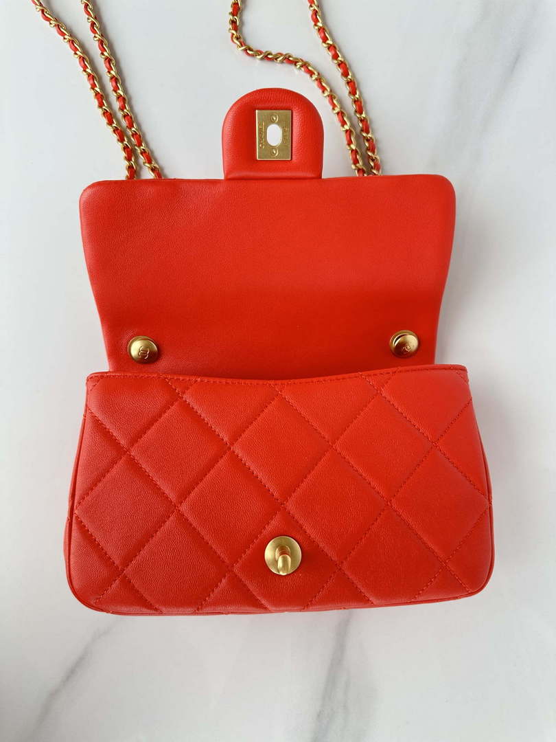 Chanel AS4861 Small Flap Bag Pearly Lambskin Imitation Pearls & Gold-Tone Metal Red - Default Title - View 6