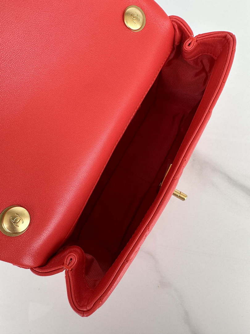Chanel AS4861 Small Flap Bag Pearly Lambskin Imitation Pearls & Gold-Tone Metal Red - Default Title - View 7