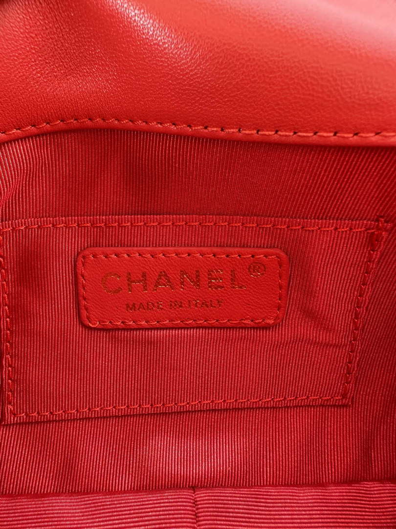 Chanel AS4861 Small Flap Bag Pearly Lambskin Imitation Pearls & Gold-Tone Metal Red