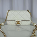 Chanel AS4861 Small Flap Bag Pearly Lambskin Imitation Pearls & Gold-Tone Metal White - Default Title - View 1