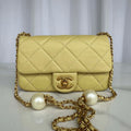 Chanel AS4861 Small Flap Bag Pearly Lambskin Imitation Pearls & Gold-Tone Metal Yellow - Default Title - View 1