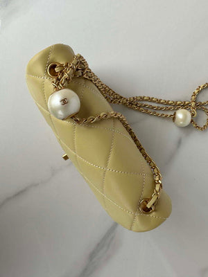 Chanel AS4861 Small Flap Bag Pearly Lambskin Imitation Pearls & Gold-Tone Metal Yellow - Default Title - View 5