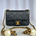 Chanel AS4868 Mini Flap Bag Pearly Lambskin Imitation Pearls & Gold-Tone Metal Black - Default Title - View 1