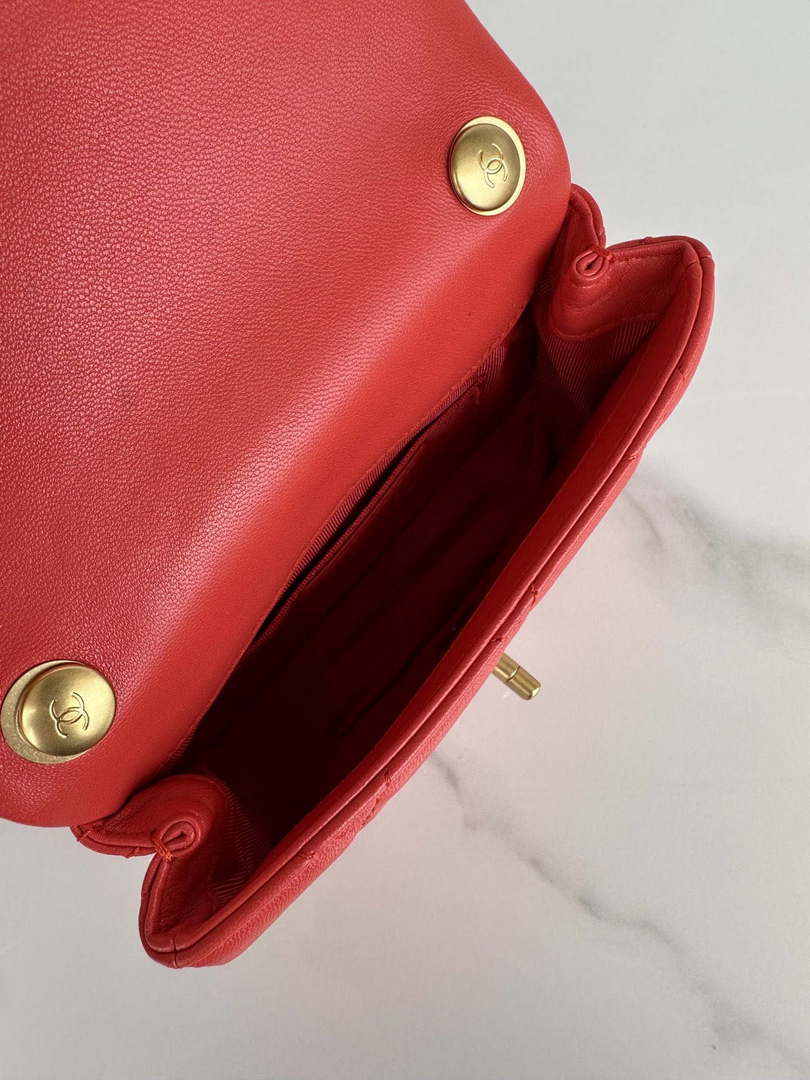 Chanel AS4868 Mini Flap Bag Pearly Lambskin Imitation Pearls & Gold-Tone Metal Red - Default Title - View 7