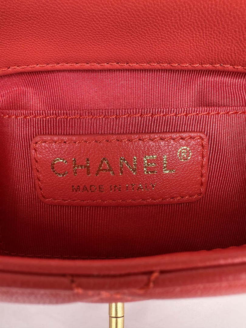 Chanel AS4868 Mini Flap Bag Pearly Lambskin Imitation Pearls & Gold-Tone Metal Red - Default Title - View 8