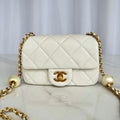 Chanel AS4868 Mini Flap Bag Pearly Lambskin Imitation Pearls & Gold-Tone Metal White - Default Title - View 1