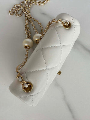 Chanel AS4868 Mini Flap Bag Pearly Lambskin Imitation Pearls & Gold-Tone Metal White - Default Title - View 4