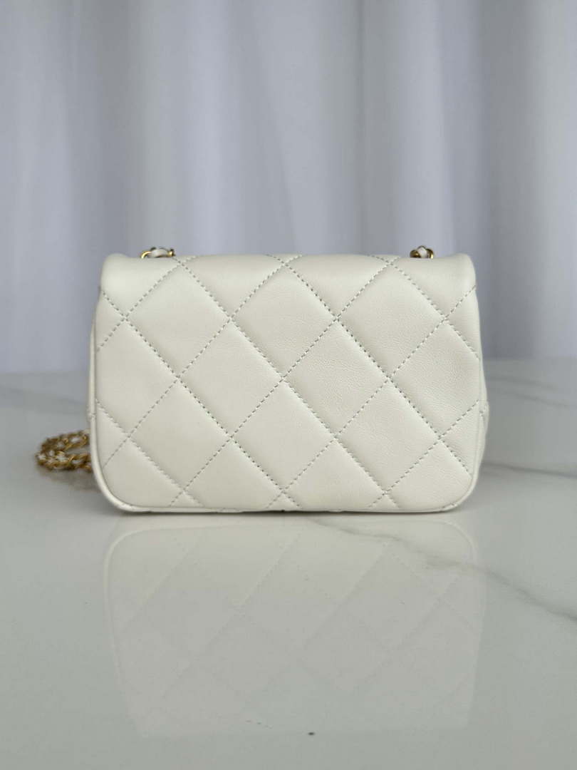Chanel AS4868 Mini Flap Bag Pearly Lambskin Imitation Pearls & Gold-Tone Metal White - Default Title - View 5