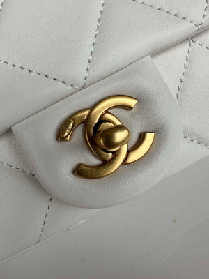 Chanel AS4868 Mini Flap Bag Pearly Lambskin Imitation Pearls & Gold-Tone Metal White - Default Title - View 7
