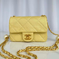 Chanel AS4868 Mini Flap Bag Pearly Lambskin Imitation Pearls & Gold-Tone Metal Yellow - Default Title - View 1