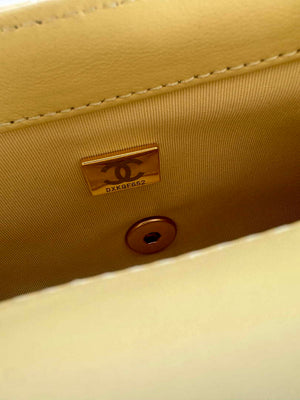 Chanel AS4868 Mini Flap Bag Pearly Lambskin Imitation Pearls & Gold-Tone Metal Yellow - Default Title - View 9