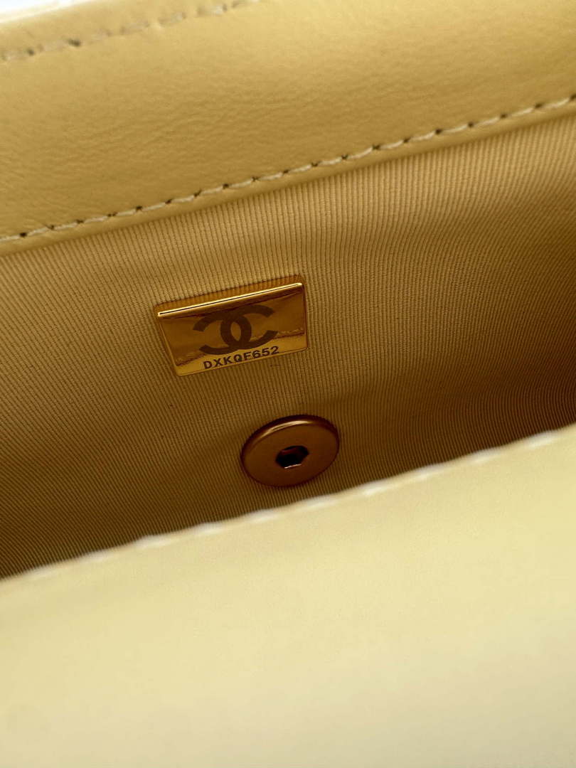Chanel AS4868 Mini Flap Bag Pearly Lambskin Imitation Pearls & Gold-Tone Metal Yellow - Default Title - View 9