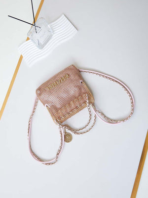 Chanel AS4894 Mini Handbag 22 bag evening bag Strass & Gold-Tone Metal Light Pink - Default Title - View 7