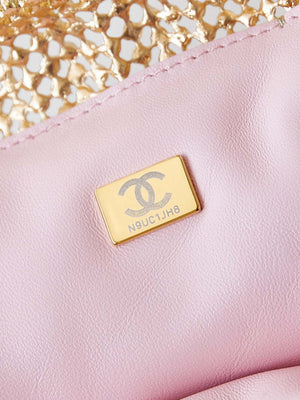 Chanel AS4894 Mini Handbag 22 bag evening bag Strass & Gold-Tone Metal Light Pink - Default Title - View 9