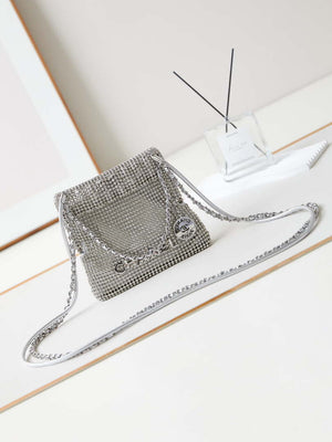 Chanel AS4894 Mini Handbag 22 bag evening bag Strass Silver-Tone Metal Silver - Default Title - View 1
