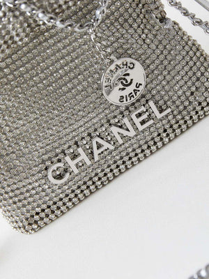 Chanel AS4894 Mini Handbag 22 bag evening bag Strass Silver-Tone Metal Silver - Default Title - View 2