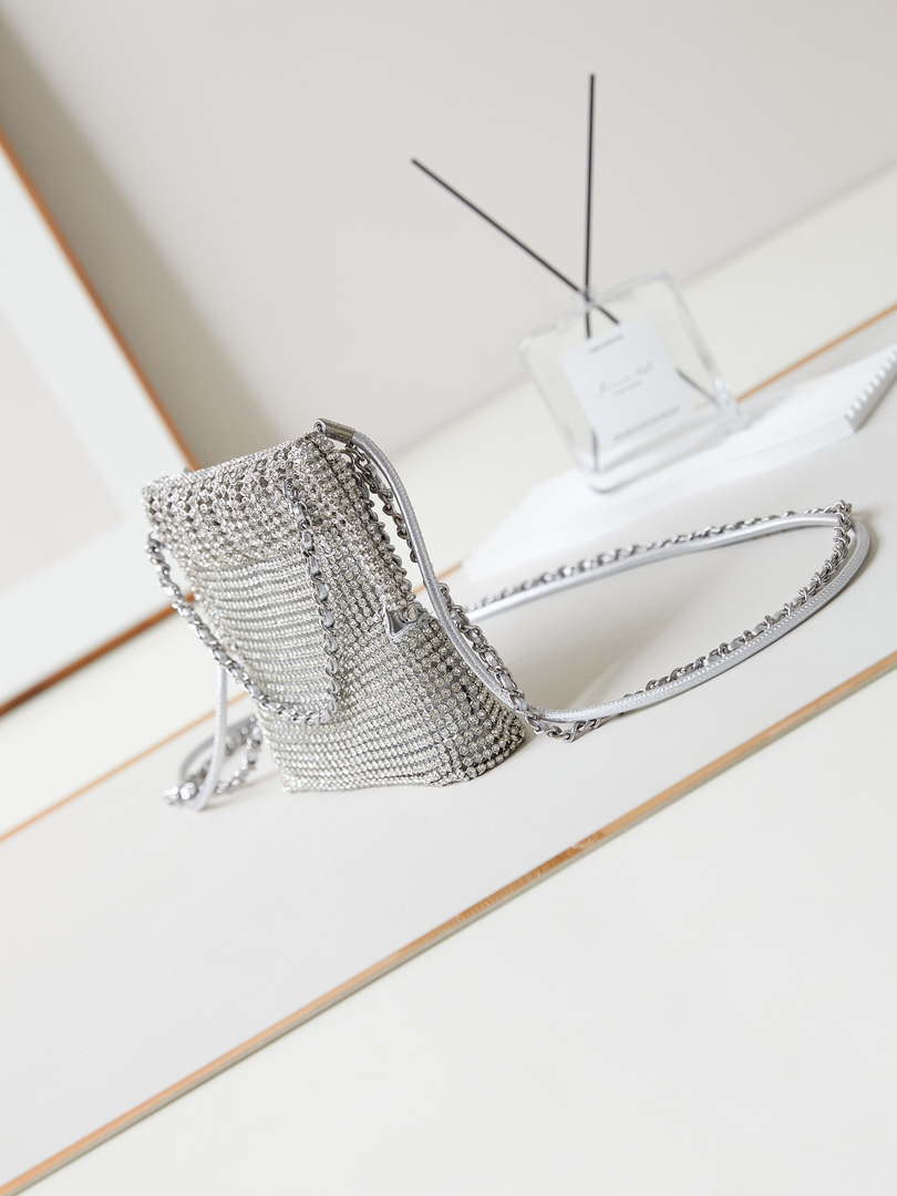 Chanel AS4894 Mini Handbag 22 bag evening bag Strass Silver-Tone Metal Silver - Default Title - View 4