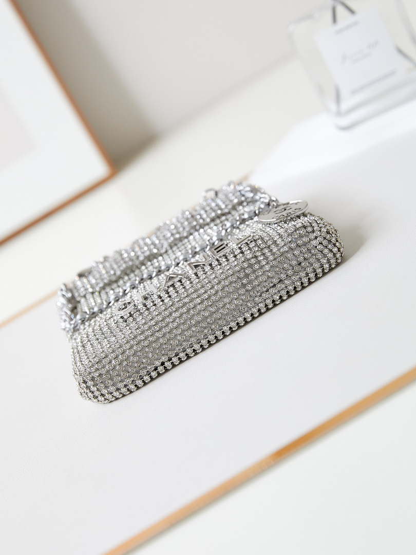 Chanel AS4894 Mini Handbag 22 bag evening bag Strass Silver-Tone Metal Silver - Default Title - View 6