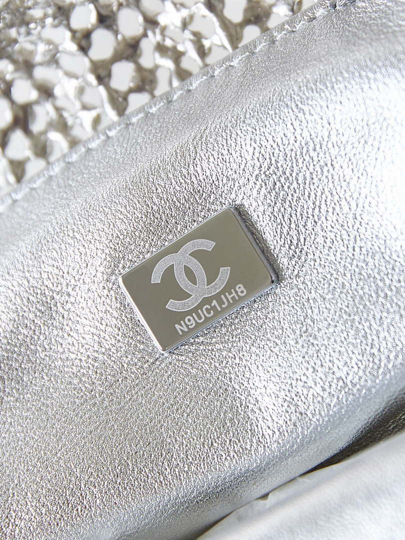 Chanel AS4894 Mini Handbag 22 bag evening bag Strass Silver-Tone Metal Silver