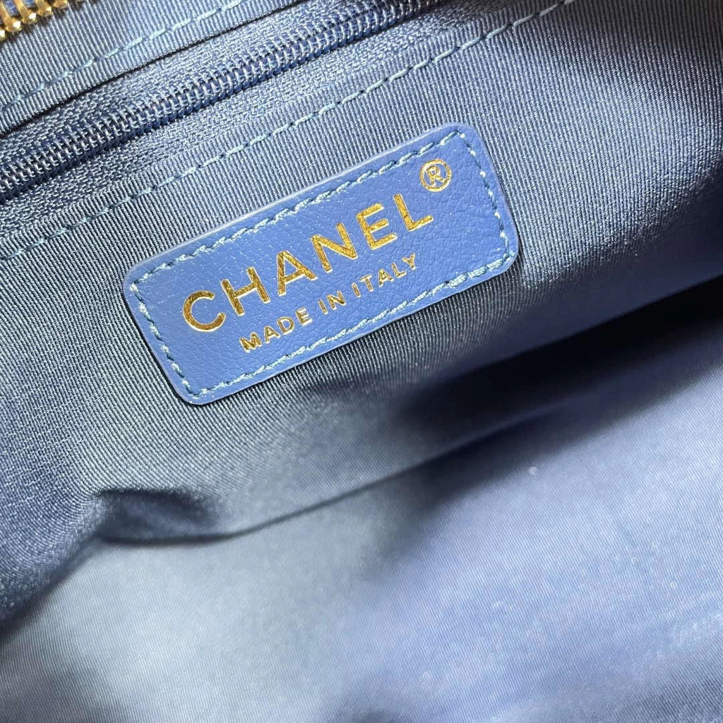 Chanel AS4912 Meduim Hobo Shiny Lambskin & Gold-Tone Metal Navy Blue