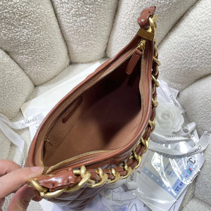 Chanel AS4912 Meduim Hobo Shiny Lambskin & Gold-Tone Metal Brown - Default Title - View 8
