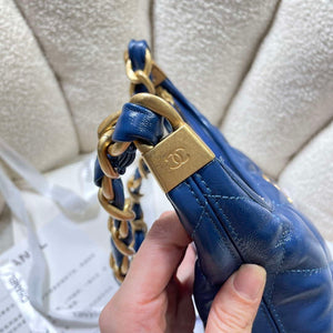 Chanel AS4922 Small Hobo Shiny Lambskin & Gold-Tone Metal Navy Blue - Default Title - View 7