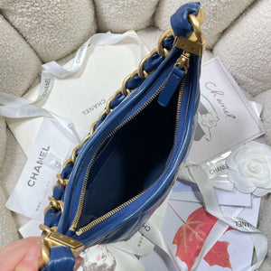Chanel AS4922 Small Hobo Shiny Lambskin & Gold-Tone Metal Navy Blue - Default Title - View 8