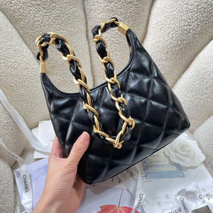 Chanel AS4922 Small Hobo Shiny Lambskin & Gold-Tone Metal Black - Default Title - View 4