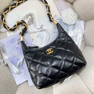 Chanel AS4922 Small Hobo Shiny Lambskin & Gold-Tone Metal Black - Default Title - View 5