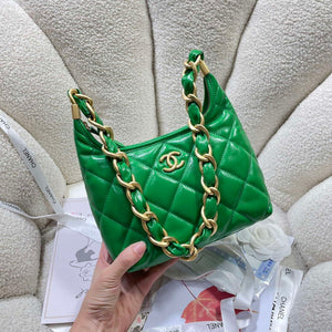 Chanel AS4922 Small Hobo Shiny Lambskin & Gold-Tone Metal Green - Default Title - View 2