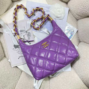Chanel AS4922 Small Hobo Shiny Lambskin & Gold-Tone Metal Purple - Default Title - View 5