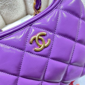 Chanel AS4922 Small Hobo Shiny Lambskin & Gold-Tone Metal Purple - Default Title - View 6