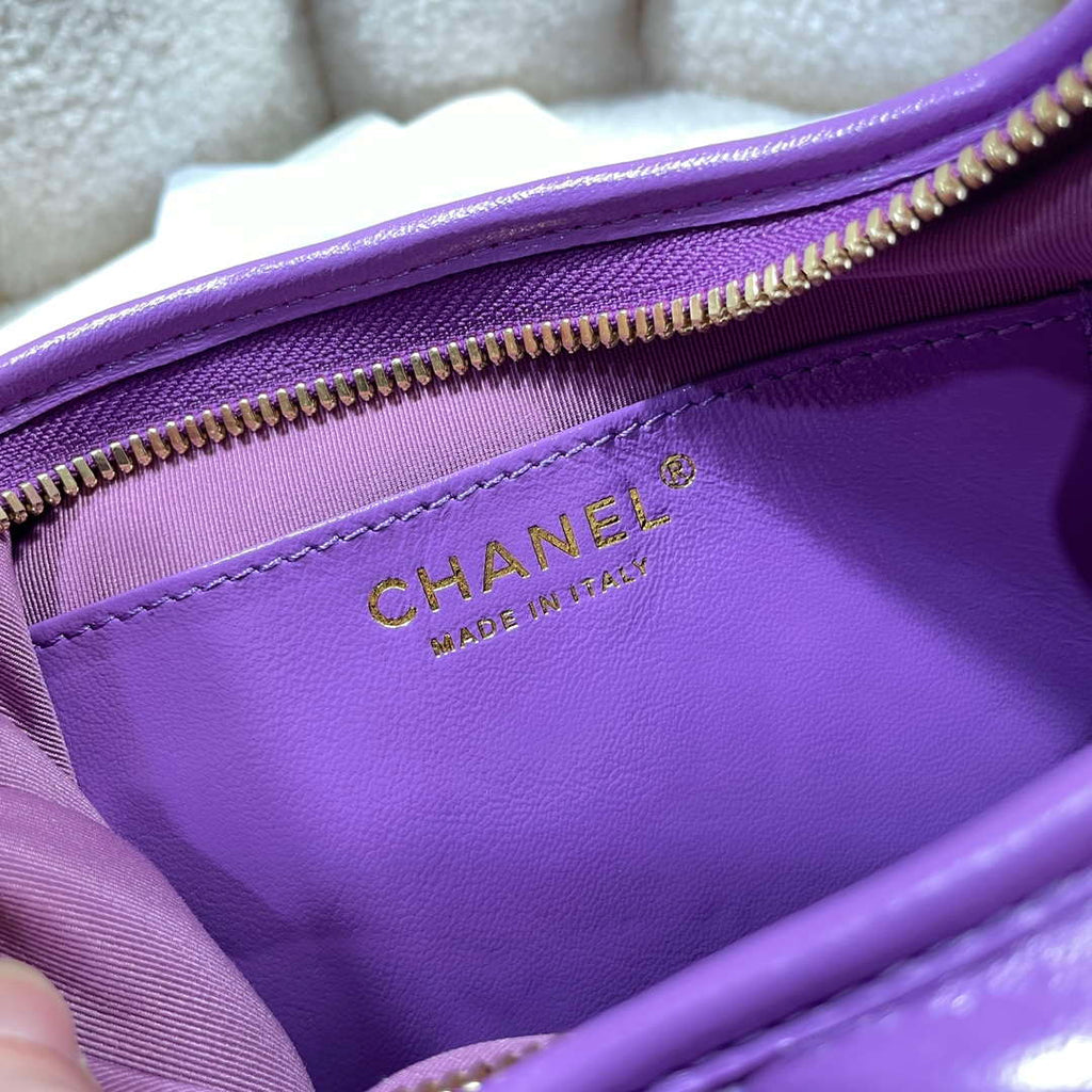 Chanel AS4922 Small Hobo Shiny Lambskin & Gold-Tone Metal Purple