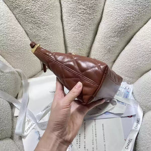 Chanel AS4922 Small Hobo Shiny Lambskin & Gold-Tone Metal Brown - Default Title - View 3