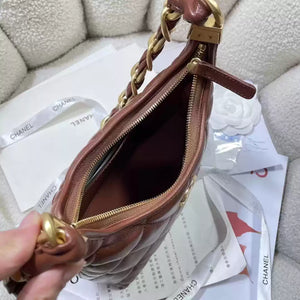 Chanel AS4922 Small Hobo Shiny Lambskin & Gold-Tone Metal Brown - Default Title - View 8