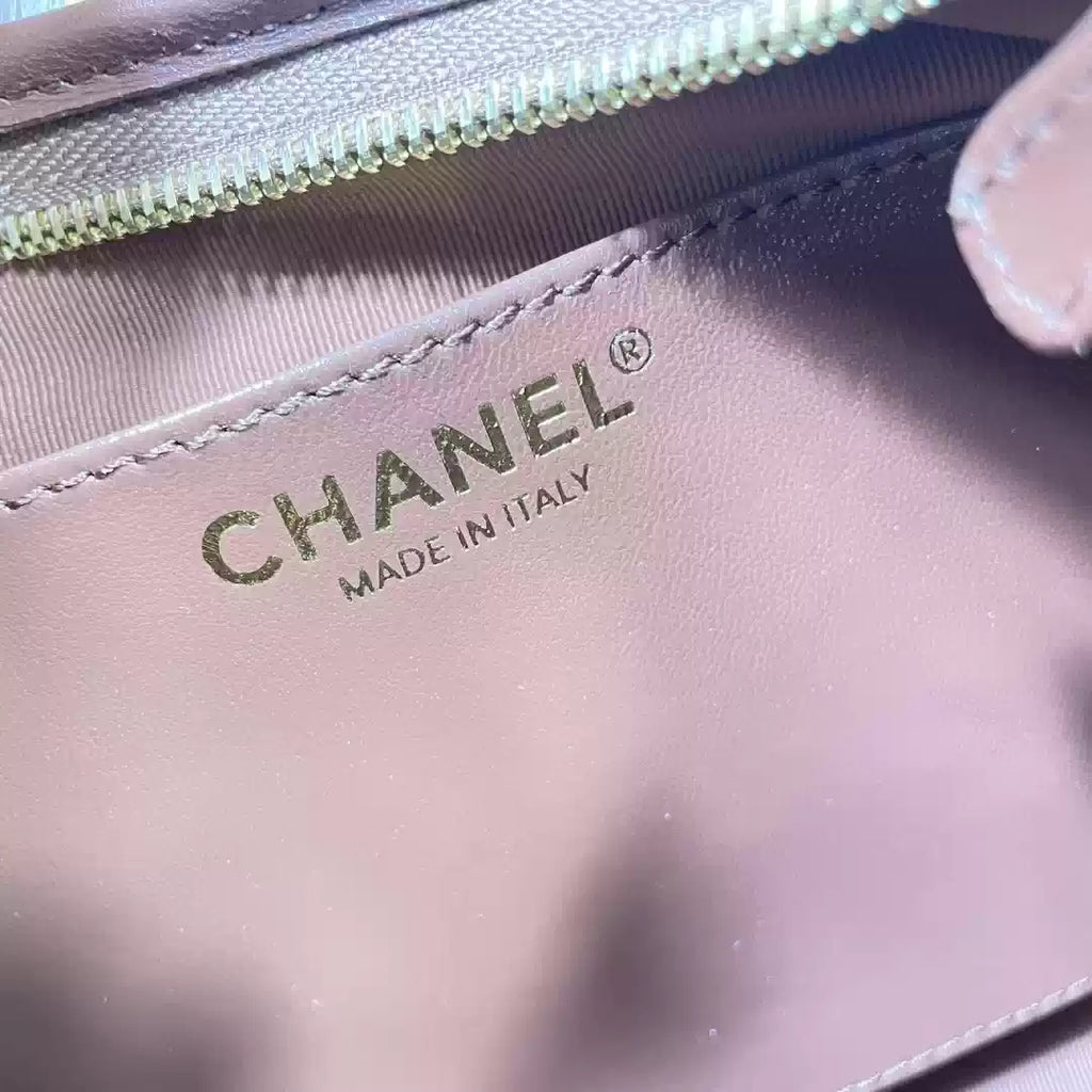 Chanel AS4922 Small Hobo Shiny Lambskin & Gold-Tone Metal Brown