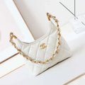 Chanel AS4922 Small Hobo Shiny Lambskin & Gold-Tone Metal White - Default Title - View 1