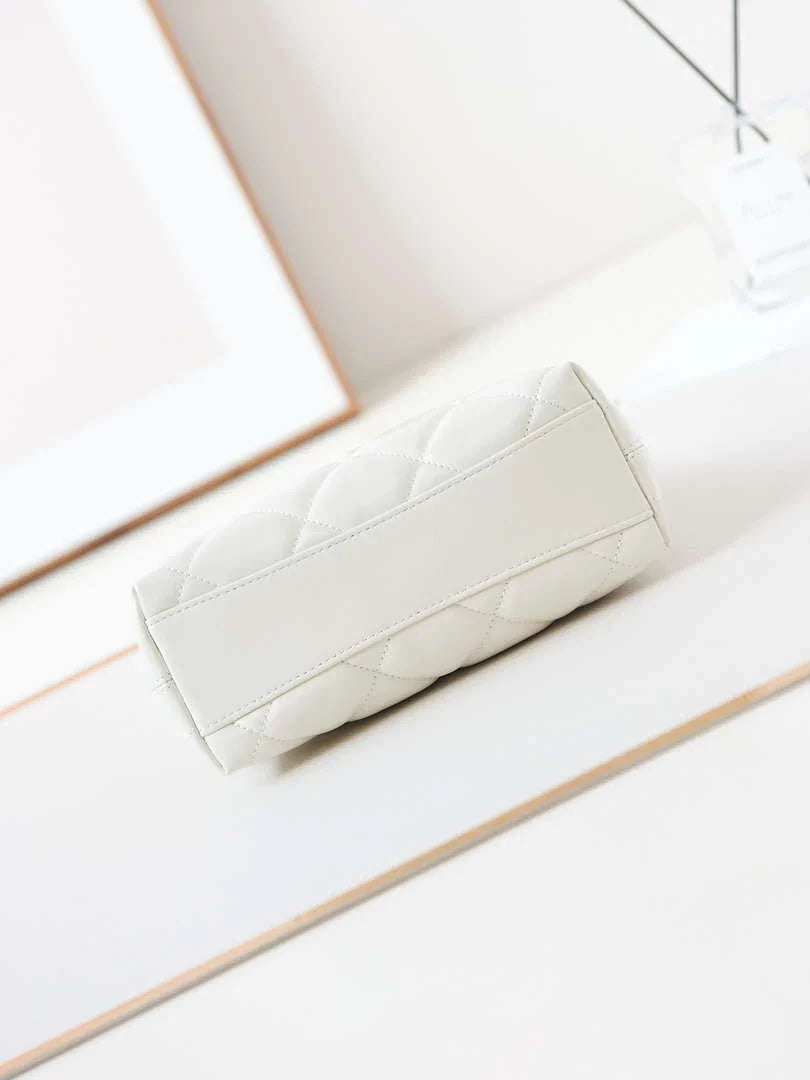Chanel AS4922 Small Hobo Shiny Lambskin & Gold-Tone Metal White