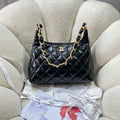 Chanel AS4923 Large Hobo Shiny Lambskin & Gold-Tone Metal Black