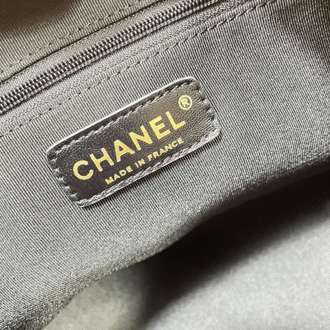 Chanel AS4923 Large Hobo Shiny Lambskin & Gold-Tone Metal Black
