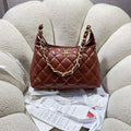Chanel AS4923 Large Hobo Shiny Lambskin & Gold-Tone Metal Brown - Default Title - View 1